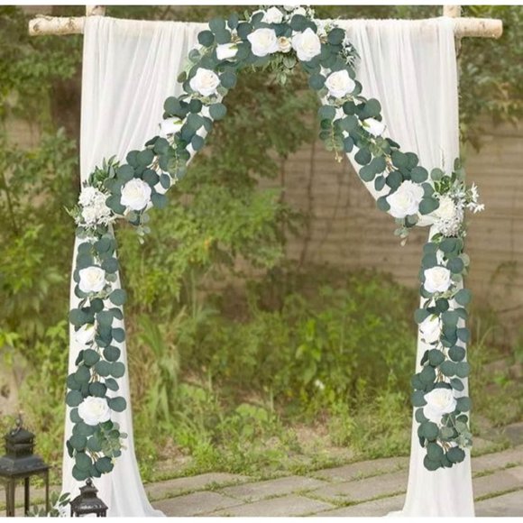 4 pack Eucalyptus Garland & 25 count Ivory Roses Set Wedding Decor - Picture 6 of 8